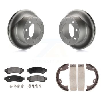 Rear Disc Coated Rotors Ceramic Pads & Parking Shoes Kit For Ford F-250 Super Duty F-350 KGT-103948