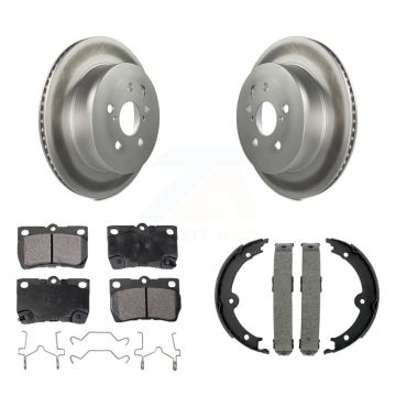 Rear Disc Coated Rotors Ceramic Pads Parking Shoes Kit For Lexus IS250 IS350 GS350 GS300 KGT-103953