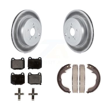 Rear Disc Coated Rotors Ceramic Pads And Parking Brake Shoes Kit For Subaru Impreza KGT-103959