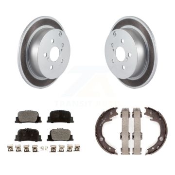 Rear Disc Coated Rotors Ceramic Pads And Parking Brake Shoes Kit For 2005-2010 Scion tC KGT-103960