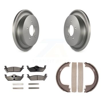 Rear Disc Coated Rotors Ceramic Pads And Parking Brake Shoes Kit For Ford F-150 KGT-103965