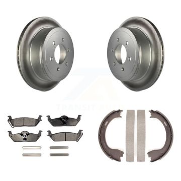 Rear Disc Coated Rotors Ceramic Pads & Parking Shoes Kit For Ford F-150 With 6 Lug Wheels KGT-103968