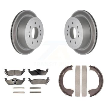 Rear Disc Coated Rotors Ceramic Pads & Parking Shoes Kit For Ford F-150 With 7 Lug Wheels KGT-103969