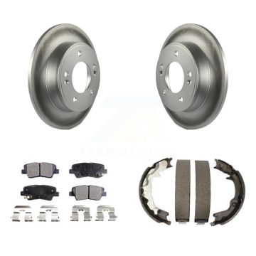 Rear Disc Coated Rotors Ceramic Pads And Parking Brake Shoes Kit For 2014 Kia Forte Koup KGT-103970