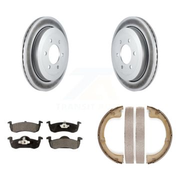 Rear Disc Coated Rotors Ceramic Pads Parking Brake Shoes Kit For Ford Expedition Lincoln KGT-103971