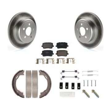 Rear Disc Coated Rotors Ceramic Pads Parking Brake Shoes & Hardware Kit For Dodge Charger KGT-103977