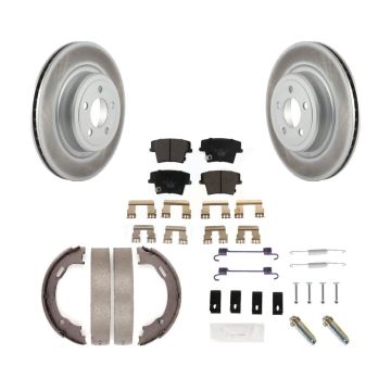Rear Disc Coated Rotors Ceramic Pads Parking Shoes Hardware Kit For Dodge Charger Magnum KGT-103980