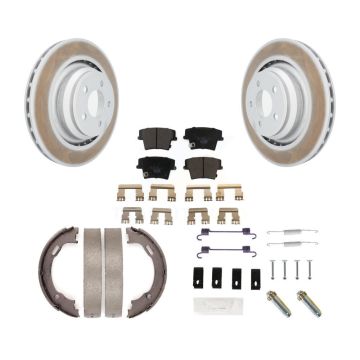 Rear Disc Coated Rotors Ceramic Pads Parking Brake Shoes & Hardware Kit For Dodge Charger KGT-103985