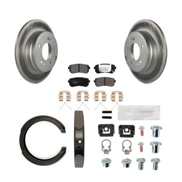 Rear Disc Coated Rotors Ceramic Pads Parking Brake Shoes And Hardware Kit For Kia Optima KGT-103988