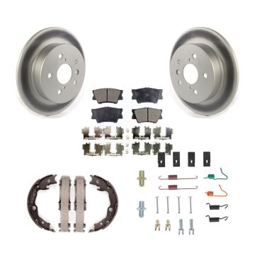 Rear Disc Coated Rotors Ceramic Pads Parking Brake Shoes & Hardware Kit For Toyota Camry KGT-103993