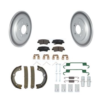 Rear Disc Coated Rotors Ceramic Pads Parking Brake Shoes & Hardware Kit For Kia Sportage KGT-103994
