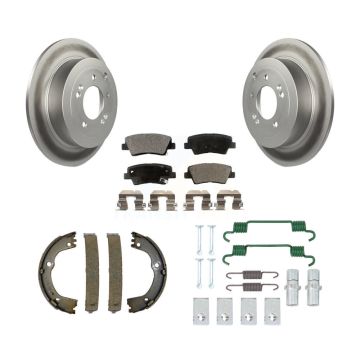 Rear Disc Coated Rotors Ceramic Pads Parking Shoes & Hardware Kit For Hyundai Tucson Kia KGT-103995