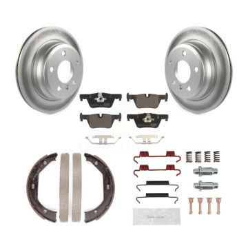 Rear Disc Coated Rotors Ceramic Pads Parking Shoes Hardware Kit For BMW 428i xDrive Gran KGT-104010