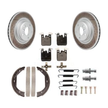 Rear Disc Coated Rotors Ceramic Pads Parking Shoes Hardware Kit For BMW 428i Convertible KGT-104012