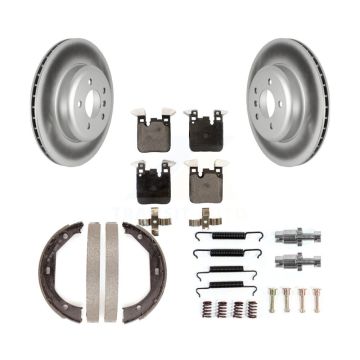 Rear Disc Coated Rotors Ceramic Pads Parking Shoes Hardware Kit For BMW 328i xDrive 330i KGT-104018