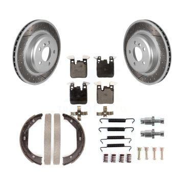 Rear Disc Coated Rotors Ceramic Pads Parking Shoes Hardware Kit For BMW 328i xDrive 330i KGT-104019