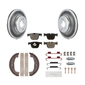 Rear Disc Coated Rotors Ceramic Pads Parking Shoes Hardware Kit For BMW 428i xDrive Gran KGT-104022