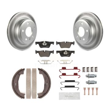 Rear Disc Coated Rotors Ceramic Pads Parking Shoes Hardware Kit For BMW 320i xDrive 428i KGT-104025