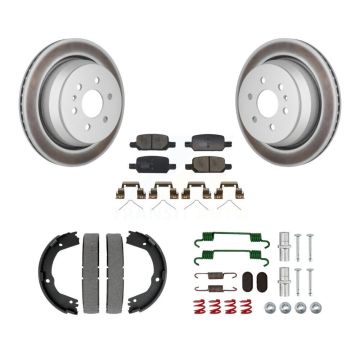 Rear Disc Coated Rotors Ceramic Pads Parking Shoes & Hardware Kit For Chevrolet Colorado KGT-104032