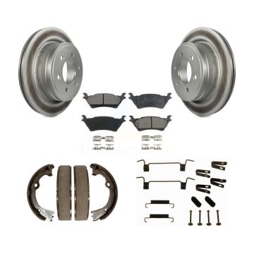 Rear Disc Coated Rotors Ceramic Pads Parking Brake Shoes And Hardware Kit For Ford F-150 KGT-104033