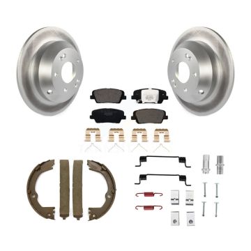 Rear Disc Coated Rotors Ceramic Pads Parking Brake Shoes And Hardware Kit For Kia Sorento KGT-104034