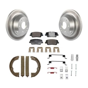 Rear Disc Coated Rotors Ceramic Pads Parking Shoes Hardware Kit For Hyundai Santa Fe Kia KGT-104035