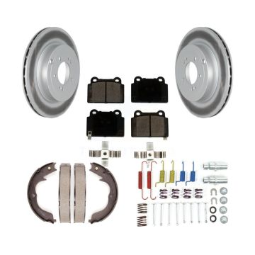 Rear Disc Coated Rotors Ceramic Pads Parking Shoes And Hardware Kit For Mitsubishi Lancer KGT-104039