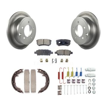 Rear Disc Coated Rotors Ceramic Pads Parking Shoes And Hardware Kit For Mitsubishi Lancer KGT-104042
