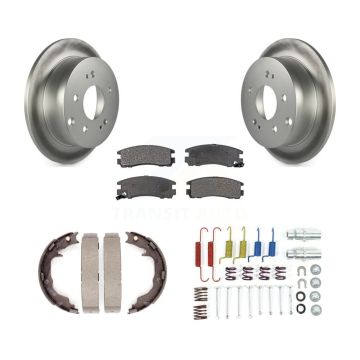Rear Disc Coated Rotors Ceramic Pads Parking Shoes & Hardware Kit For Mitsubishi Eclipse KGT-104043