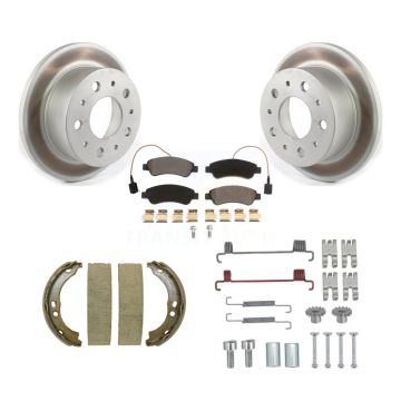 Rear Disc Coated Rotors Ceramic Pads Parking Shoes & Hardware Kit For Ram ProMaster 2500 KGT-104044