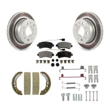 Rear Disc Coated Rotors Ceramic Pads Parking Shoes & Hardware Kit For Ram ProMaster 2500 KGT-104045