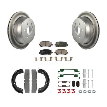 Rear Disc Coated Rotors Ceramic Pads Parking Shoes & Hardware Kit For Chevrolet Colorado KGT-104046
