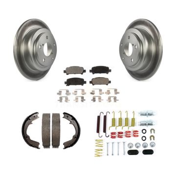 Rear Disc Coated Rotors Ceramic Pads Parking Brake Shoes Hardware Kit For Subaru Forester KGT-104051