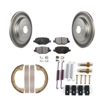 Rear Disc Coated Rotors Ceramic Pads Parking Brake Shoes And Hardware Kit For Lincoln MKT KGT-104053