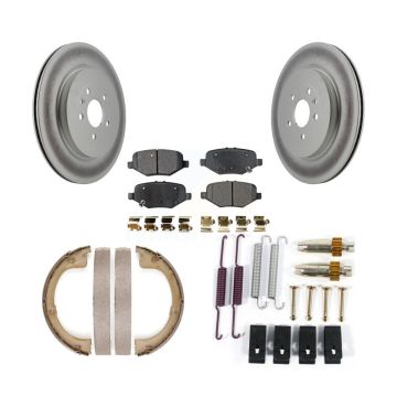 Rear Disc Coated Rotors Ceramic Pads Parking Brake Shoes And Hardware Kit For Lincoln MKT KGT-104054