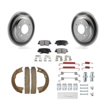 Rear Disc Coated Rotors Ceramic Pads Parking Shoes & Hardware Kit For Kia Optima LX/EX/SX KGT-104059