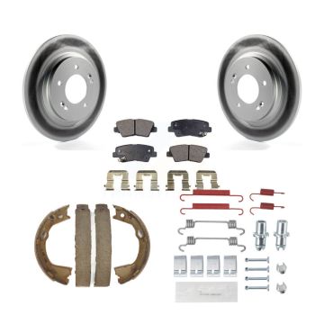 Rear Disc Coated Rotors Ceramic Pads Parking Shoes Hardware Kit For Hyundai Sonata Azera KGT-104060