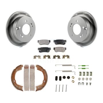 Rear Disc Coated Rotors Ceramic Pads Parking Shoes & Hardware Kit For Hyundai Sonata 2.4L KGT-104064