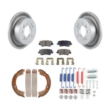 Rear Disc Coated Rotors Ceramic Pads Parking Brake Shoes Hardware Kit For Hyundai Elantra KGT-104066
