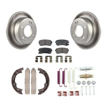 Rear Disc Coated Rotors Ceramic Pads Parking Brake Shoes Hardware Kit For Hyundai Elantra KGT-104067