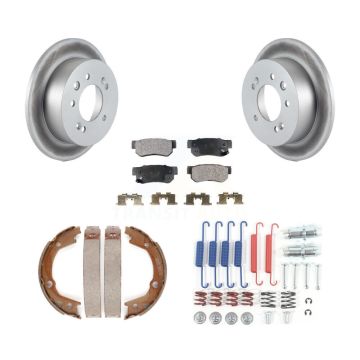 Rear Disc Coated Rotors Ceramic Pads Parking Brake Shoes Hardware Kit For Hyundai Elantra KGT-104068