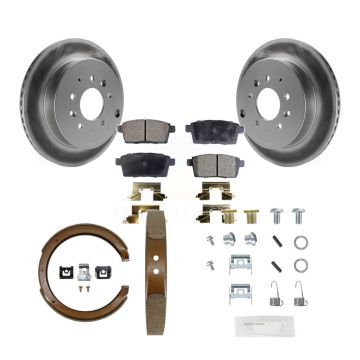 Rear Disc Coated Rotors Ceramic Pads Parking Shoes Hardware Kit For Ford Edge Mazda CX-7 KGT-104070