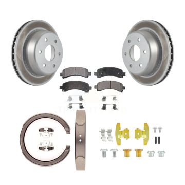 Rear Disc Coated Rotors Ceramic Pads Parking Shoes Hardware Kit For Chevrolet GMC Express KGT-104071