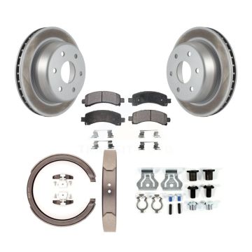 Rear Disc Coated Rotors Ceramic Pads Parking Shoes Hardware Kit For GMC Yukon XL 1500 RWD KGT-104073