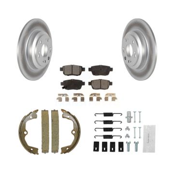 Rear Disc Coated Rotors Ceramic Pads Parking Shoes & Hardware Kit For 2009-2014 Acura TL KGT-104077