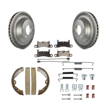Rear Disc Coated Rotors Ceramic Pads Parking Shoes & Hardware Kit For Volkswagen Touareg KGT-104078