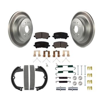 Rear Disc Coated Rotors Ceramic Pads Parking Shoes & Hardware Kit For 2014-2016 Acura MDX KGT-104079
