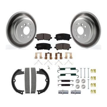 Rear Disc Coated Rotors Ceramic Pads Parking Shoes Hardware Kit For Honda Pilot Ridgeline KGT-104080