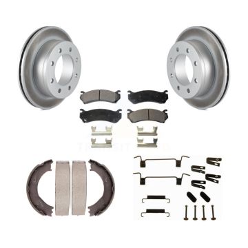 Rear Disc Coated Rotors Ceramic Pads Parking Shoes & Hardware Kit For Chevrolet Silverado KGT-104082