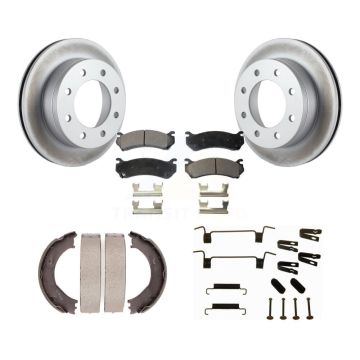 Rear Disc Coated Rotors Ceramic Pads Parking Shoes & Hardware Kit For Chevrolet Silverado KGT-104085